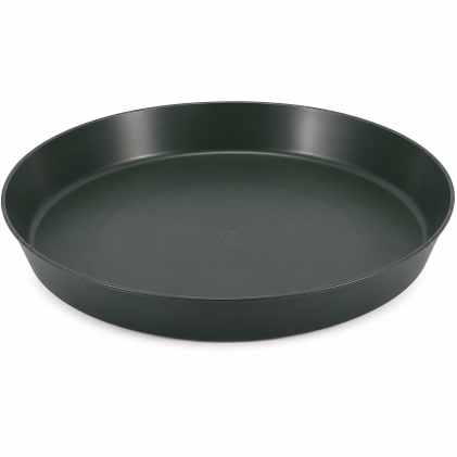 Gro Pro 20-inch thick dark green plastic plant saucer with raised sides
