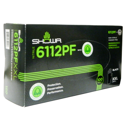 SHOWA NITRILE GLOVES BIODEGRADABLE POWDER FREE MEDIUM (100)