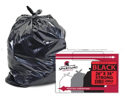 SPARTANO-GARBAGE BAGS-STRONG-BLACK-26"X36"