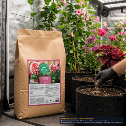 Gaia Green Power Bloom 2-8-4 organic dry fertilizer 10 kg tan kraft paper bag
