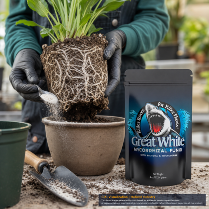 Great White Mycorrhizae 4 oz - Premium Mycorrhizal Inoculant for Explosive Root Growth.
