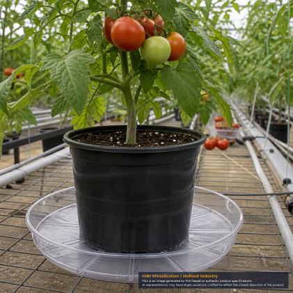10-inch clear plastic plant saucer with raised rim and radial ribbed base