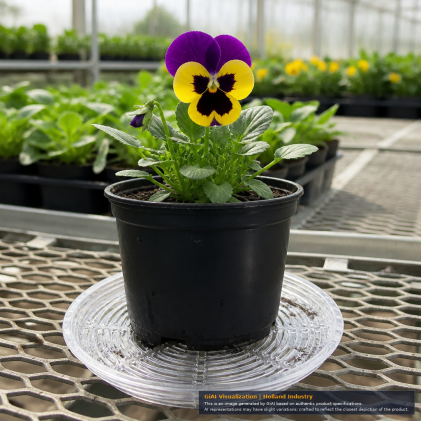 Clear 6-inch round plastic plant saucer with raised concentric drainage ribs