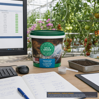 Gaia Green Mineralized Phosphate 0-9-0 dry amendment in 2 kg green-lid pail