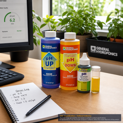 General Hydroponics pH Control Kit with digital pH meter and solutions