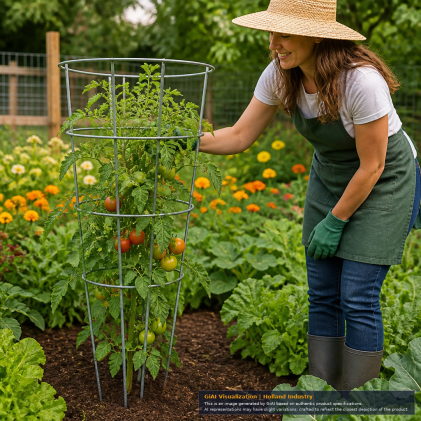 Galvanized Wire Tomato Cage supporting plants